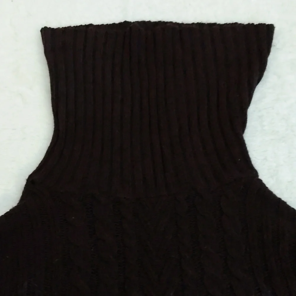 GeorgelPurple Turtleneck Sweater Dress With Cold Shouldered Sleeve Acrylic Blend - Picture 11 of 14